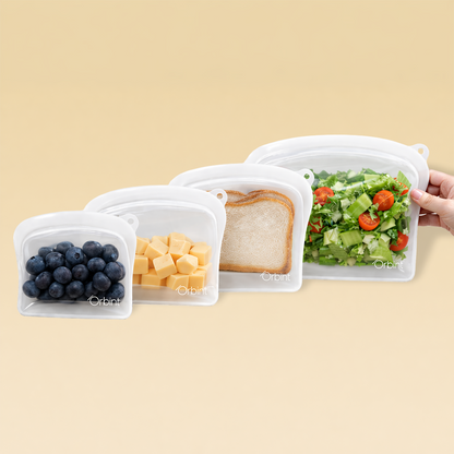 4-Piece Reusable Silicone Food Storage Bags Set