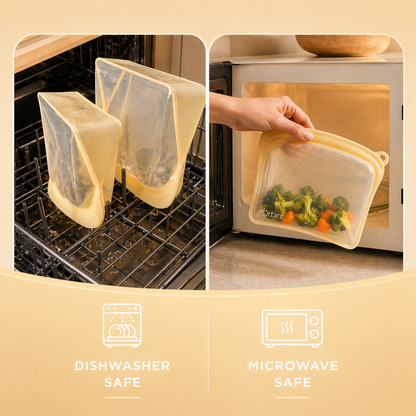 Reusable Silicone Food Storage Bags – Leakproof Freezer Bags 40oz - Yellow