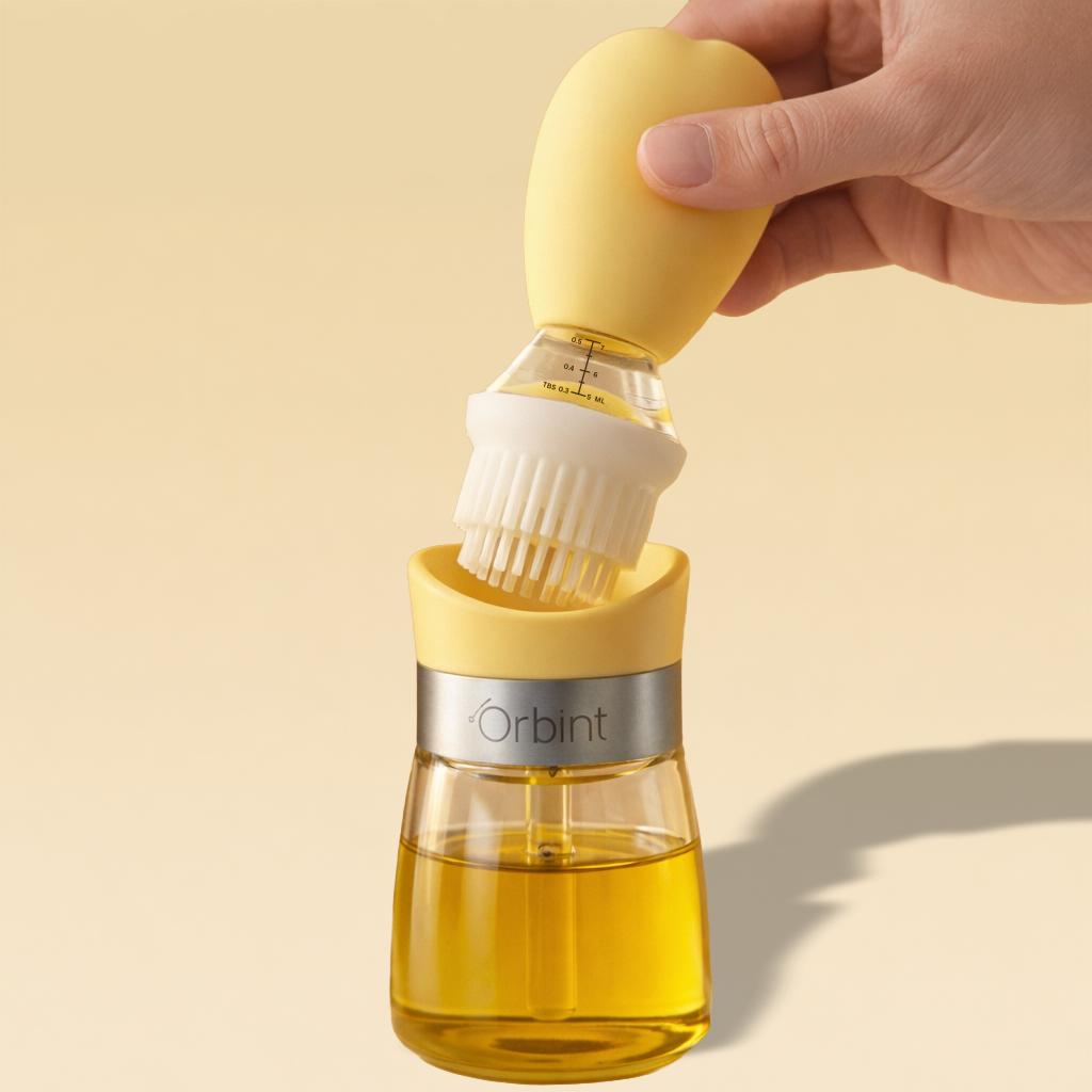 2-in-1 Oil Dispenser Bottle with Silicone Brush for Cooking, Baking & BBQ