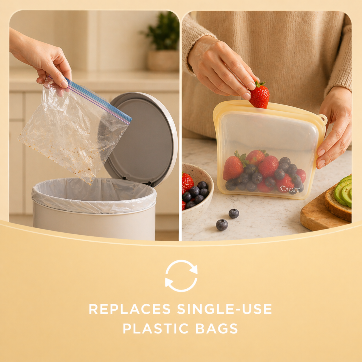 Reusable Silicone Food Storage Bags – Leakproof Freezer Bags 40oz - Yellow